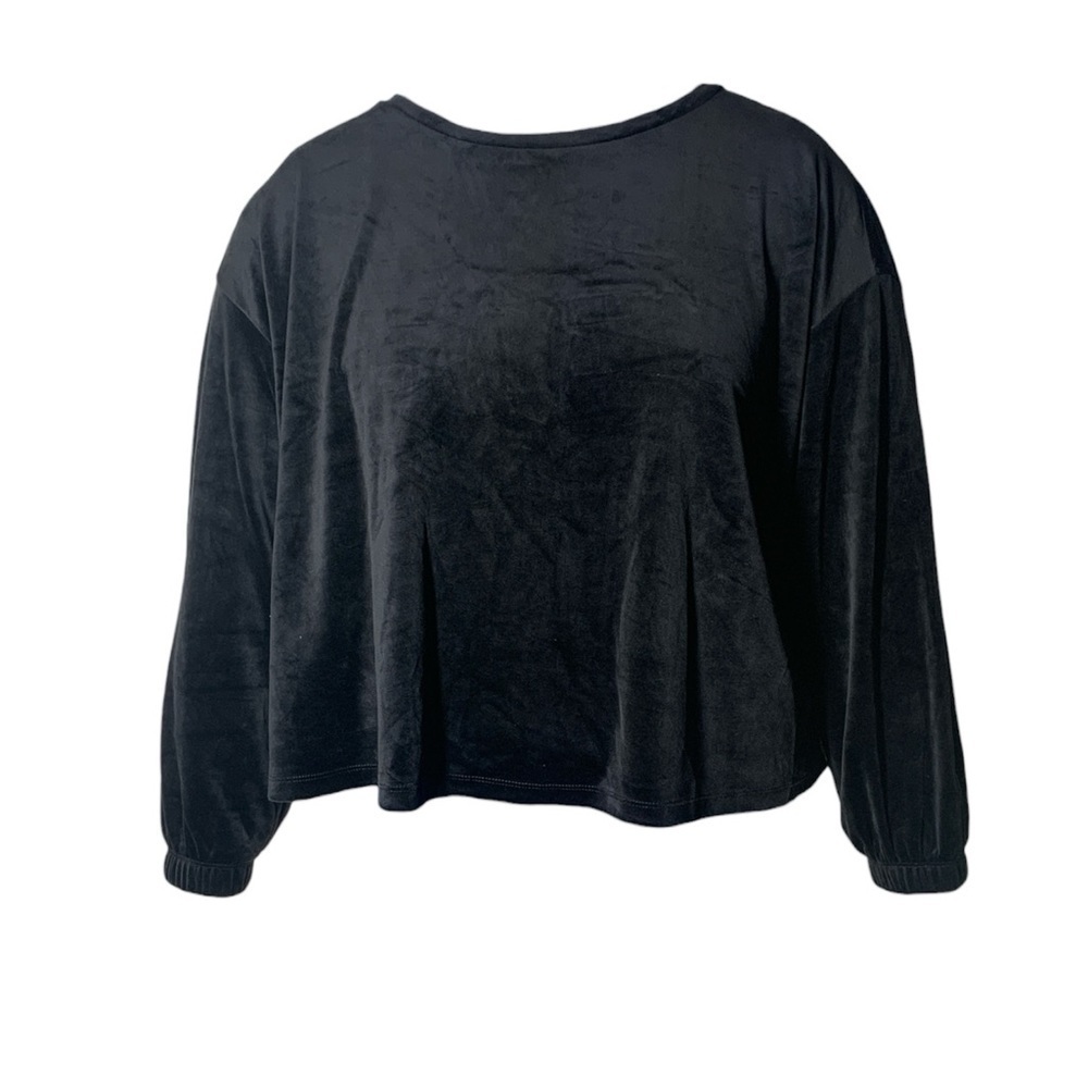 Old Navy 2X size Black velvet sweater crew neck loose sweater plus size sweater
